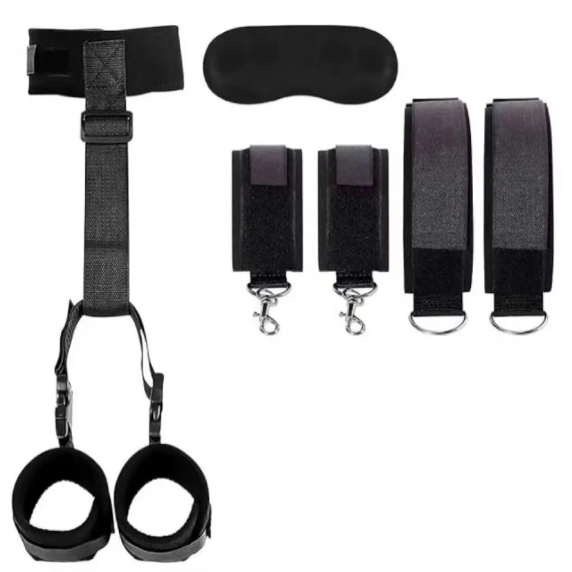 الكبار العين بليندر طوق الرقبة أصفاد الساق ضبط النفس الكفة مجموعات الالعاب الجنسية زوجين BDSM ضبط النفس عبودية والعتاد مفتوحة الساق لعبة المثيرة