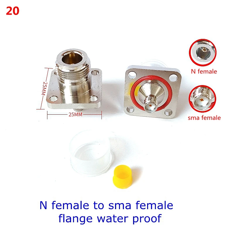 N Type N To SMA Connector L16 N To N Male Female 90Degree Right Angle Flange Tee Type 3Way Splitter Water Proof Brass Copper RF