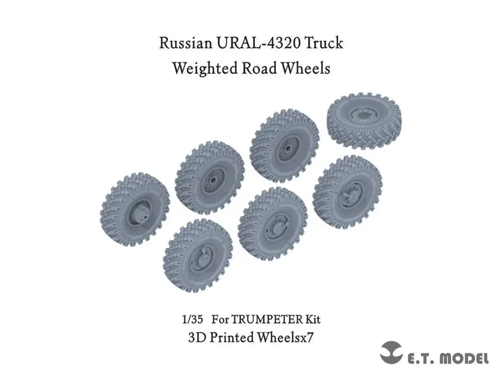 ET MODEL  P35-116 Russian URAL-4320 Truck Weighted Road Wheels(3D Printed) For TRUMPER (No Tank)