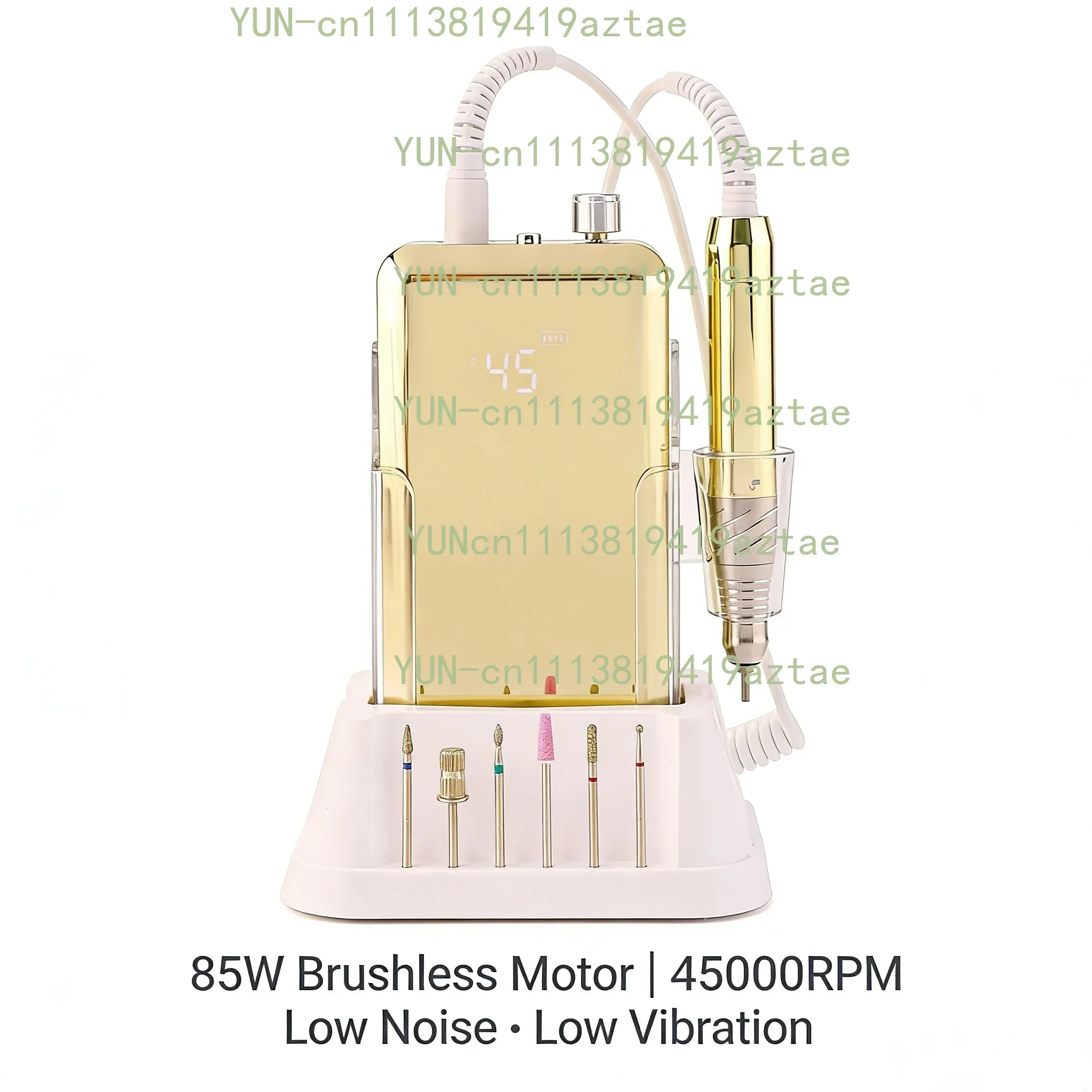 2026 New Professional 85W Brushless Nail Drill 45000 RPM Rechargeable Electric E-file with Clock Charging Dock for Salon
