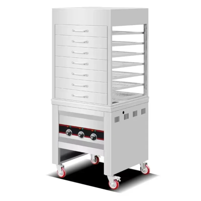 Commercial Food -Layer Glass Display Bread Stainls Steel Bun Smer