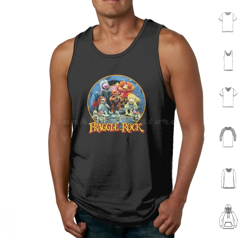 Fraggle Rock Tank Tops Vest Sleeveless Fraggle Boober Wembley Gobo Mockey Dance Your Cares Away Doozer 80s Tv Show Retro