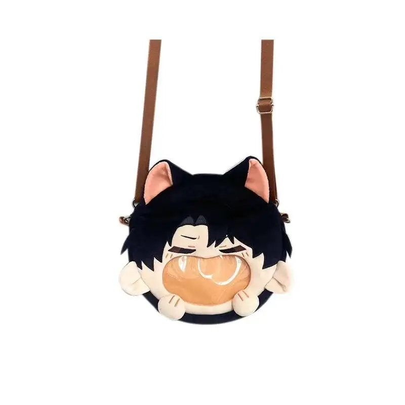 Cosplay Levi Ackerman Rivaille Plush Transparent Zipper Big Mouth Cartoon Backpack Messenger Shoulder Bag