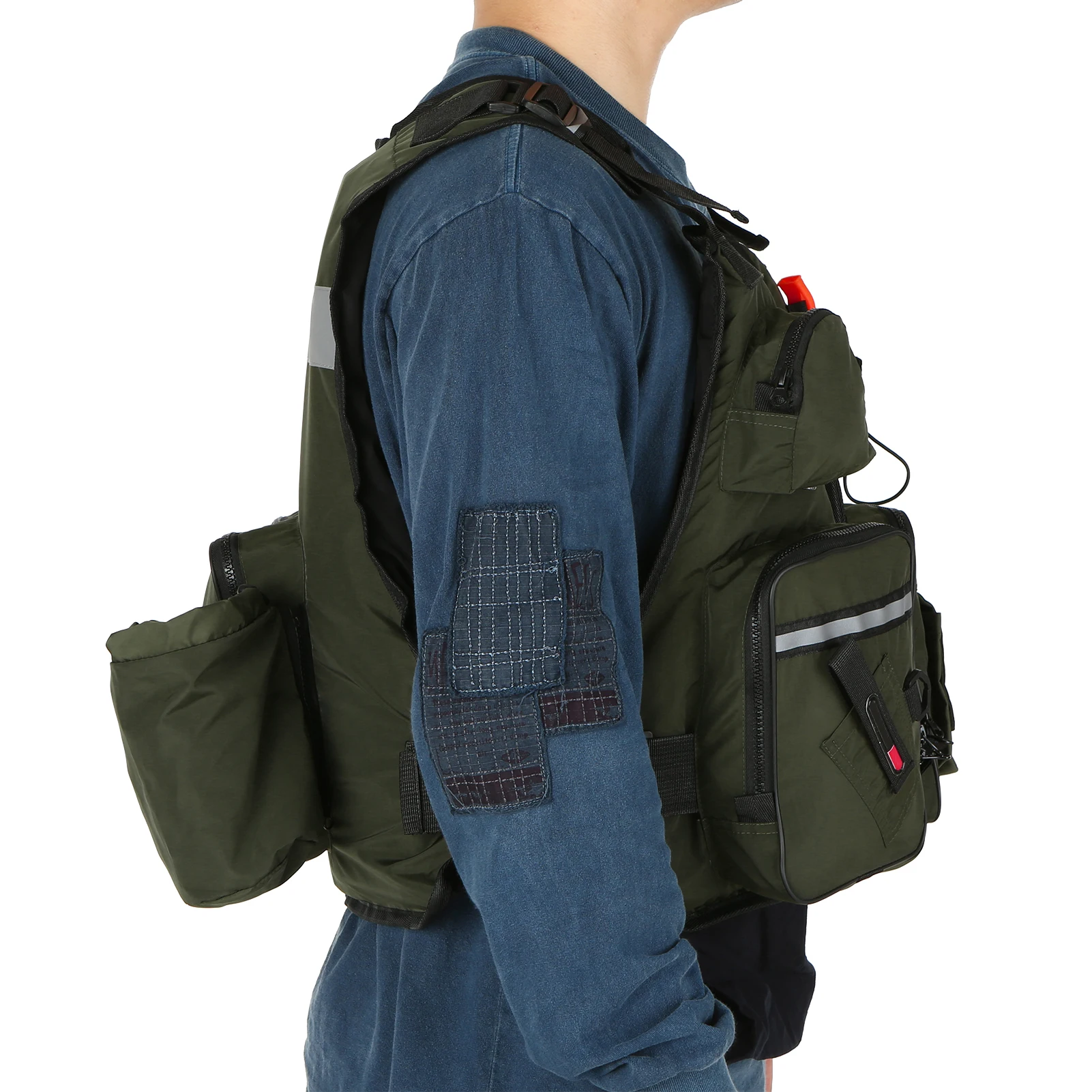 Fishing Jacket Multi-Pockets Fly Fishing Jacket Buoyancy Vest with Water Bottle Holder for Kayaking Sailing Boating Water Sports