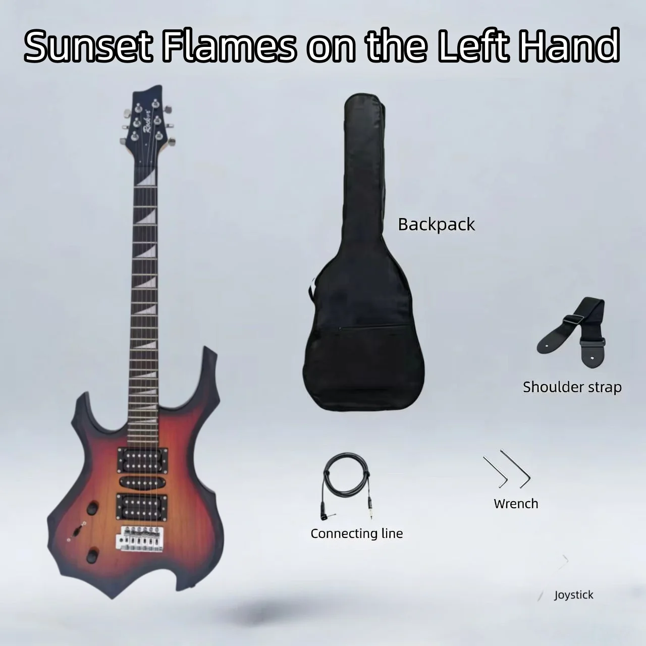 Sunset Gradient Electric Guitar, Left-Handed Flame-Finish, Dual-Coil Pickups, Single-Toggle Switch, Rock Electric Guitar. Ideal