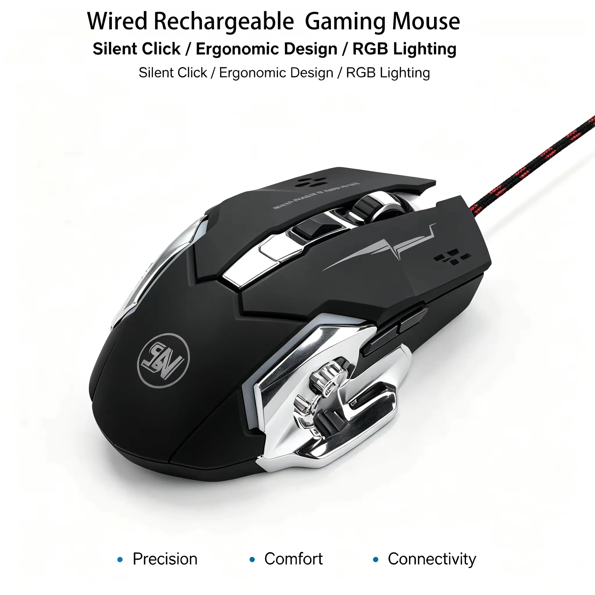 2.4G RGB Backlit Wireless/Wired Mechanical Feel Mouse DPI Adjustable Ergonomic Rechargeable Gaming Mouse For PC Computer Laptop