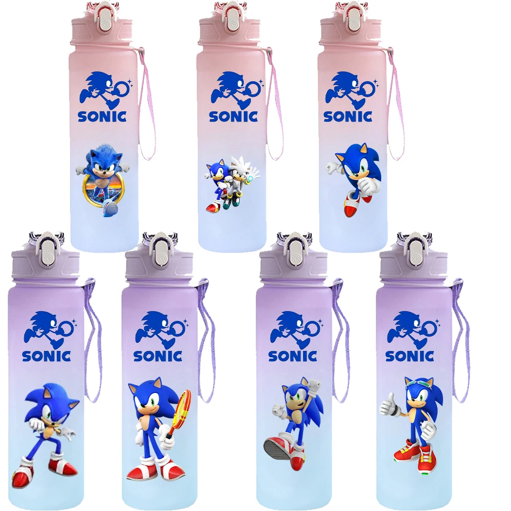 Botella de agua de 750 ml de Sonic The Hedgehog con pajita, gran capacidad, para deportes al aire libre, Shadow The Hedgehog, Amy Rose, Gourd