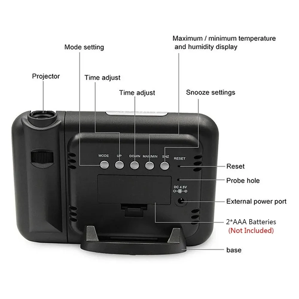 Xiaomi Youpin LED الدورية الإسقاط شاشة ملونة الإسقاط الرقمي ساعة إلكترونية اللون عرض إنذار المنزل سطح المكتب على مدار الساعة #3