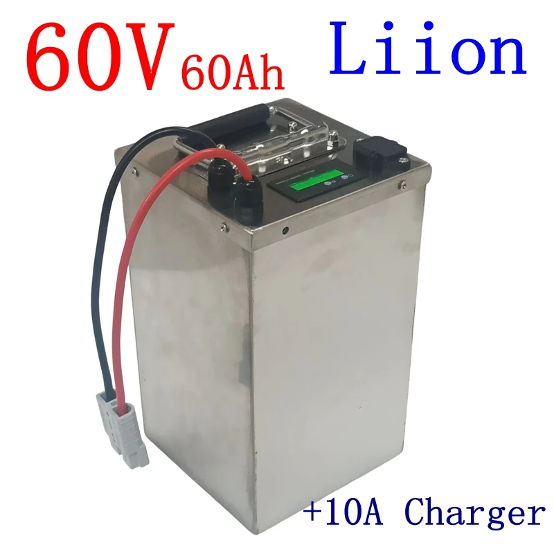 

62.9V 60V 60Ah lithium ion battery BMS 17S 62.9V 63V li ion battery for 3000w scooter bike Tricycle Motorcycle +10A charger