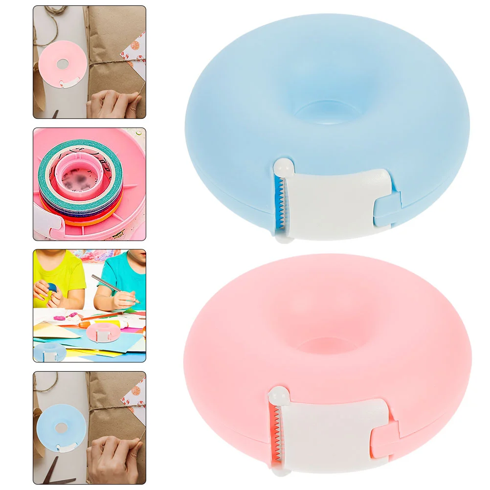 2 Pcs Practical Tape Dispensers Office Decor Cutting Stands Cutters Textured Paper Storage Abs