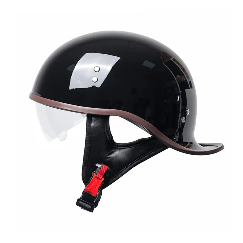 Vintage Half Helmet with Inner Visor, High Quality Beanie Helmet Fits Off-Road Bike, Rally Racing and Electric Bike