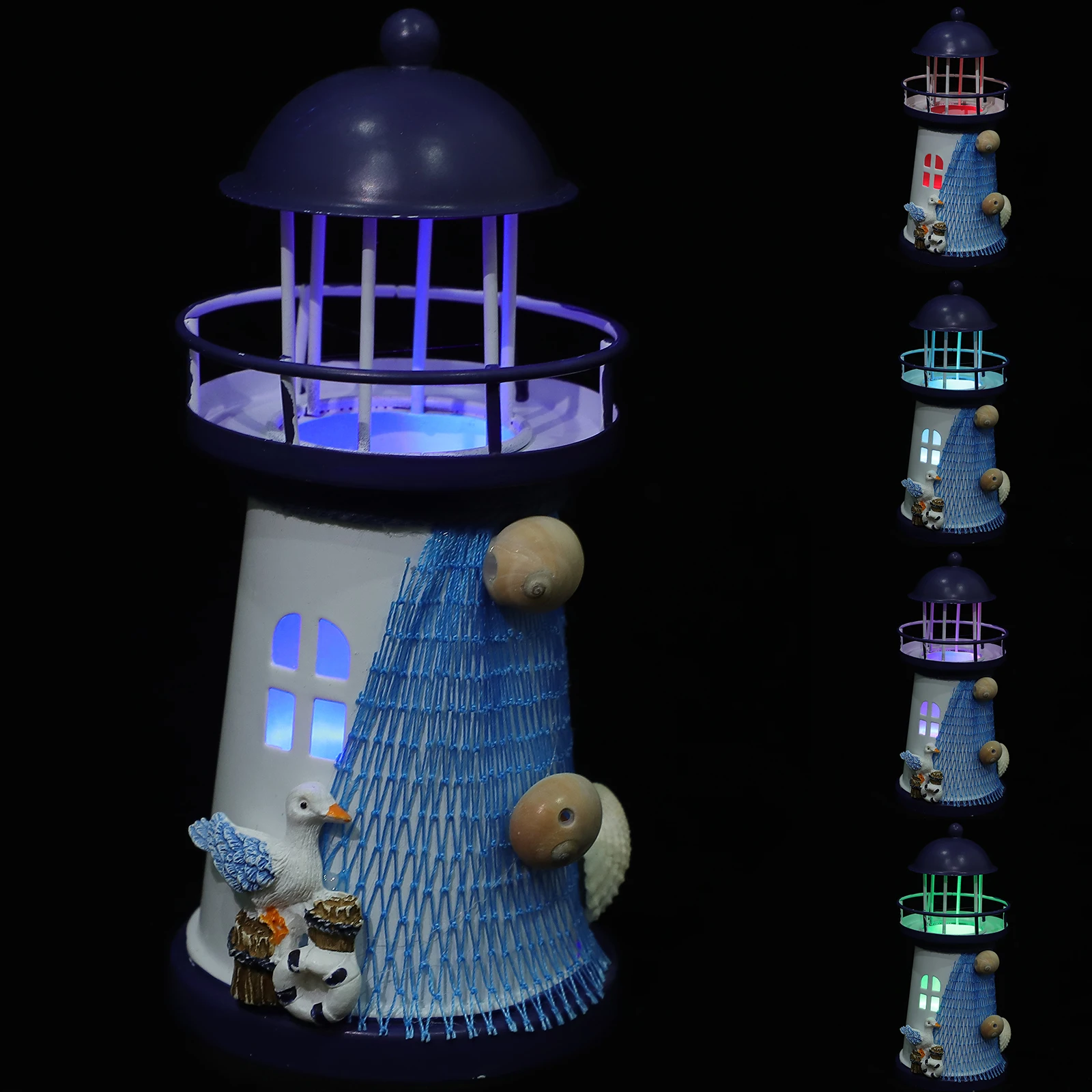 Dekorasi Mercusuar Gaya Mediterania Yang Dilukis dengan Tangan Tempat Lilin Laut Bahari Dalam Ruangan Luar Ruangan Rumah Dekorasi Kamar Anak Pelampung Kerang