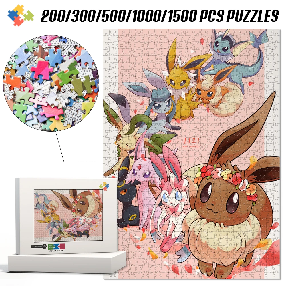 Pokemon Collection Jigsaw Puzzle 1000 Pieces Wooden Adults Puzzle Fun Kids Montessori Educational Toys Puzzles Family Table Game