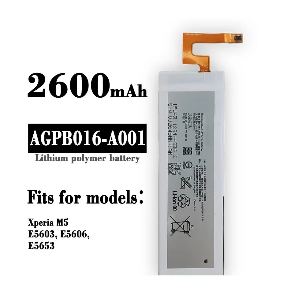 

AGPB016-A001 сменная батарея для Sony Xperia M5 E5603 E5606 E5653 E5643 E5663 E5633 E5603 E5606 2600 мАч батарея + Бесплатные инструменты