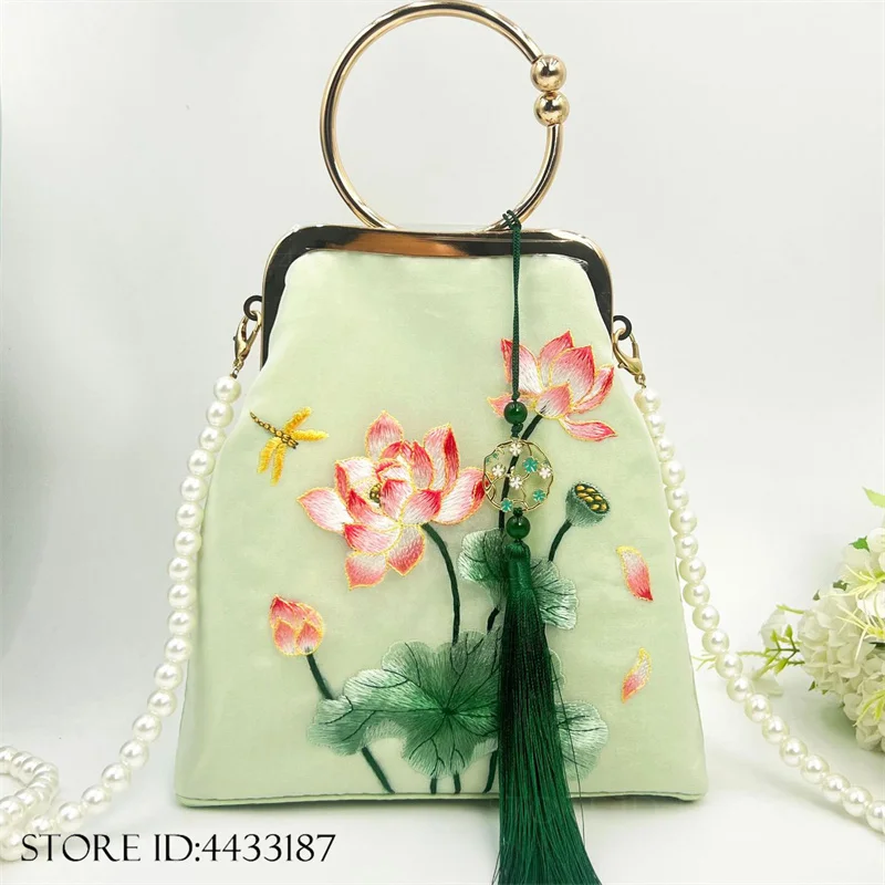 New Chinese Style Embroidery Handbag Women's Shoulder Crossbody Bag with Cheongsam Qipao Retro National Style Shell Bags Purses