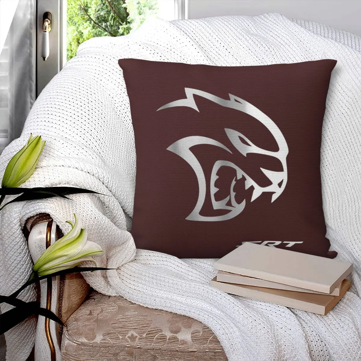 SRT Hellcat Demon Dodge Challenger Car Racing Square Pillowcase Pillow Cover Cushion Comfort Throw Pillow for Home Bedroom