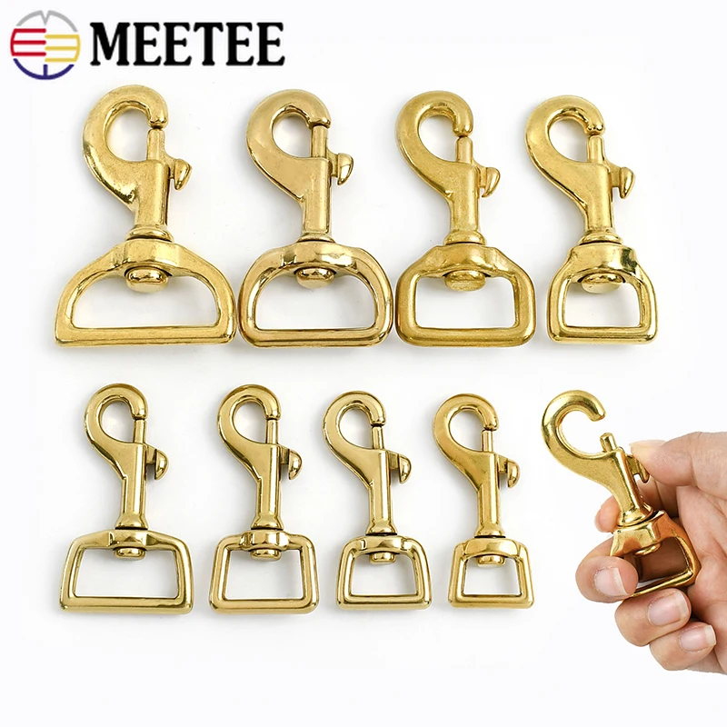2Pcs Meetee 12-38mm Solid Brass Swivel Lobster Buckle Dog Collar Bag Strap Snap Hook Webbing Connector DIY Hardware Accessories