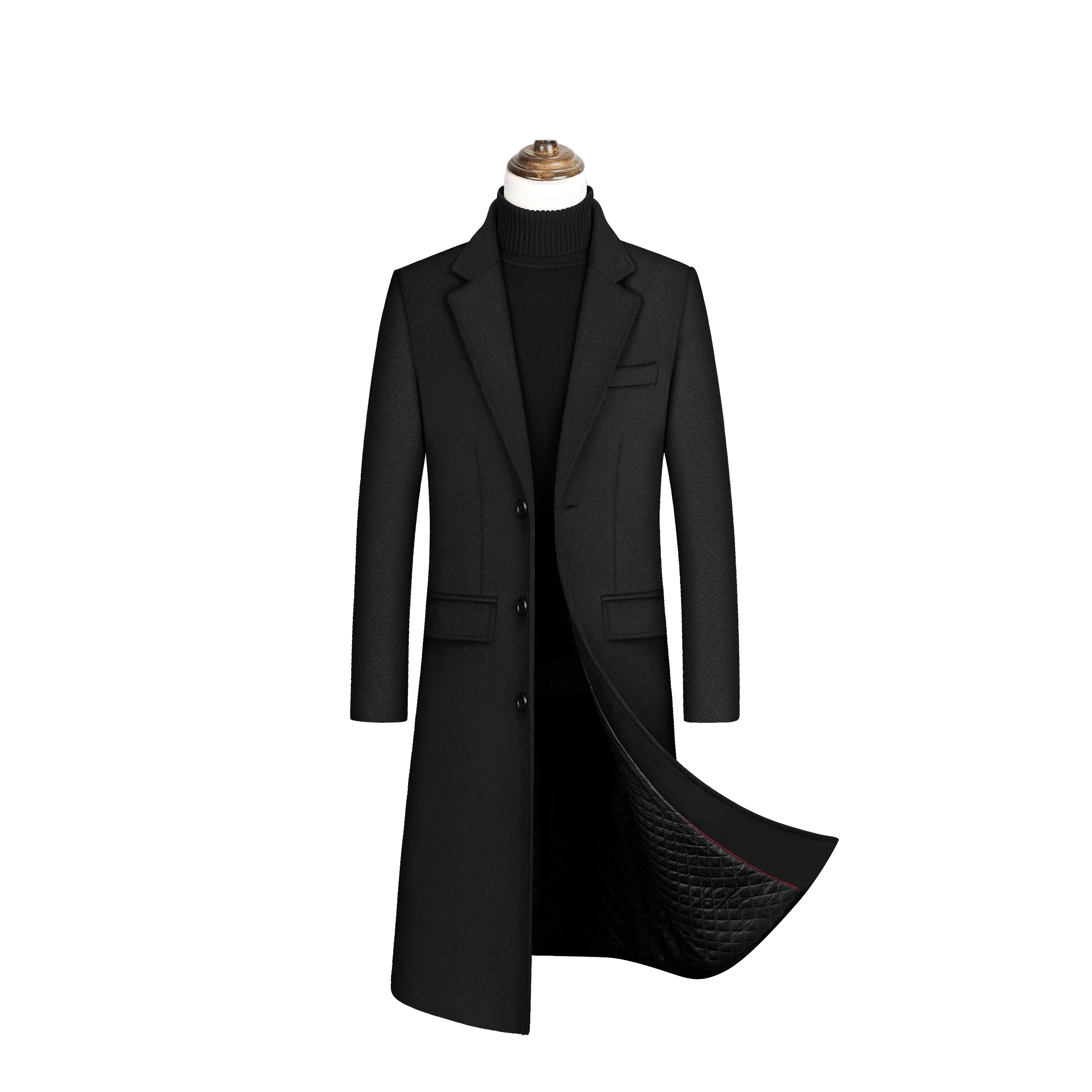 

Fashionable And Stylish Windbreaker Knee-Length Thick Cotton Coat High-Quality Men's Autumn And Winter Woolen Overcoat Long Coat