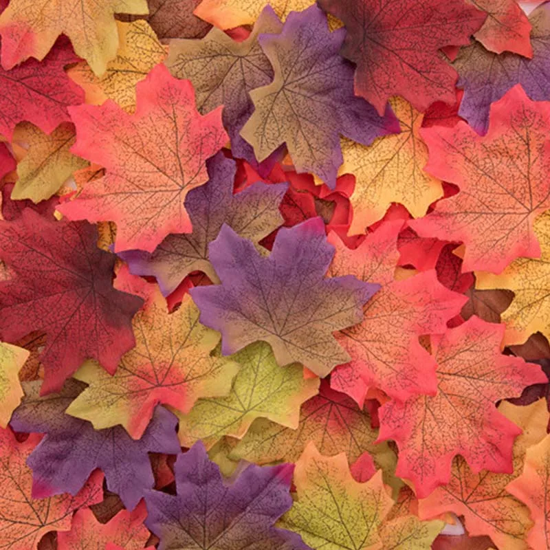 50pcs Fabric Red Maple Leaf Simulation Artificial Autumn Simulation Fall Leaves For Wedding Party Balcony Decor Fake Maple Leaf