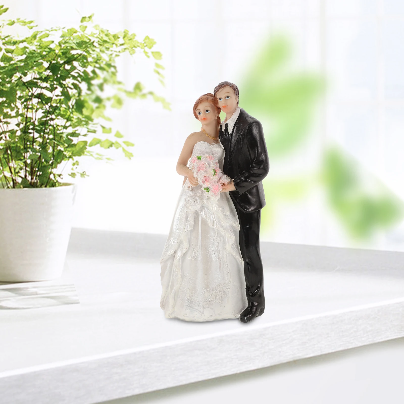

Bride Groom Resin Wedding Cake Topper Safe Materials Longlasting Cake Decor Romantic Table Centerpiece