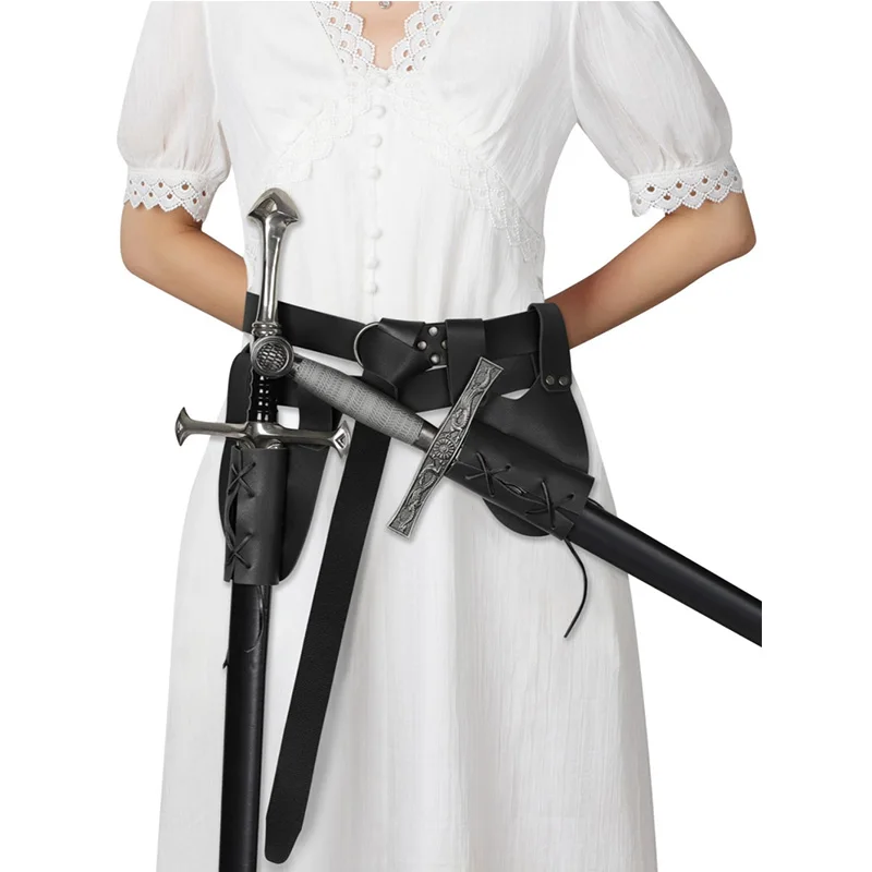 Kabura średniowieczny pasek na ramię uchwyt na miecz pochwa pochwa dla dorosłych mężczyzn Larp rycerz broń sprzęt Cosplay Rapier pierścień pas mężczyźni