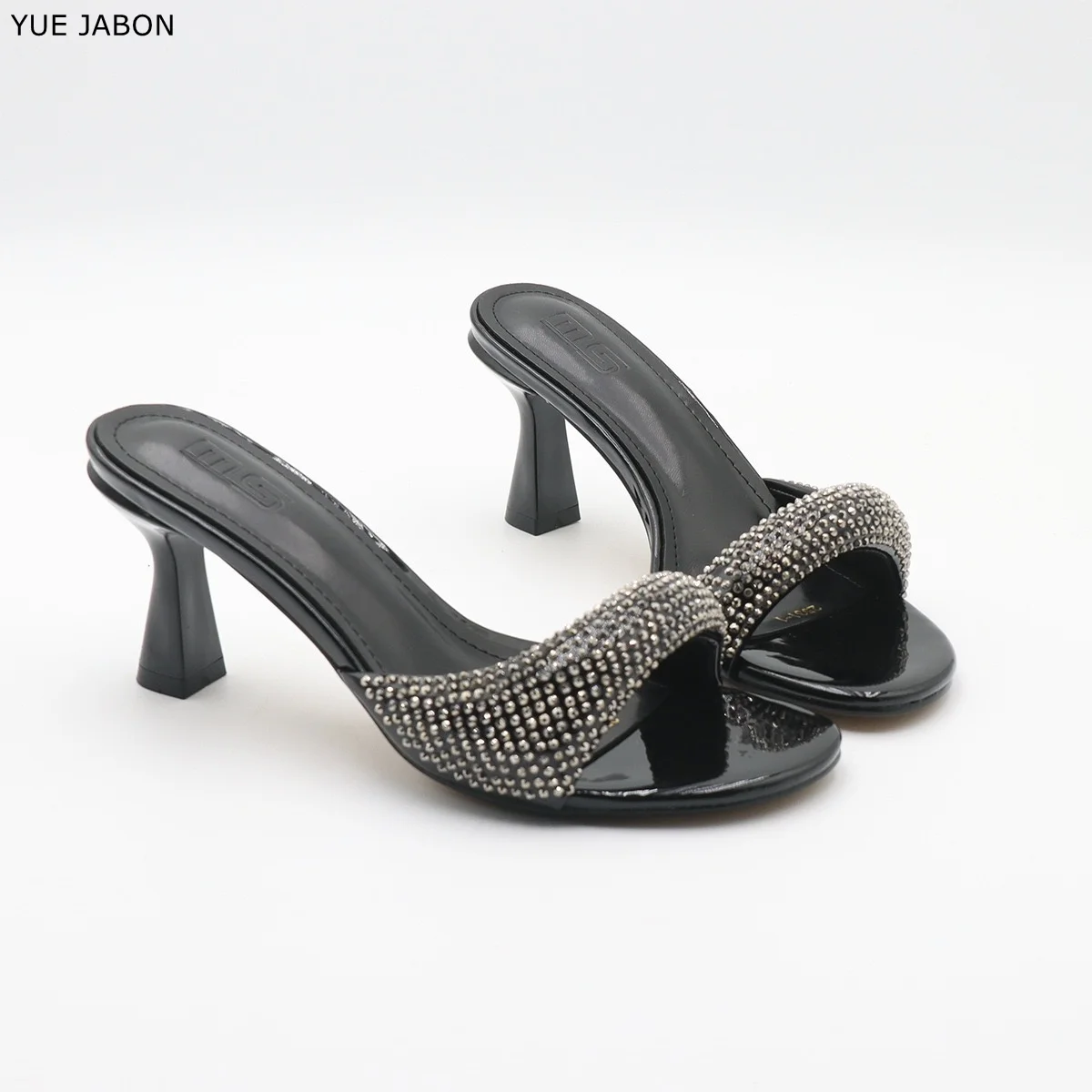 Strass-Marken-Pantoletten für Damen, Sexy Sommer-Neuheit, Hochhackige Offene Zehen Sandalen, Elegante Modische Abendschuhe für Frauen