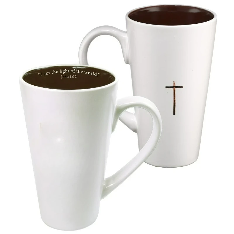 Tall Stoneware Coffee/Tea Mug Light of The World John 8:12 Bible Verse - Names of Jesus Mug For Men
