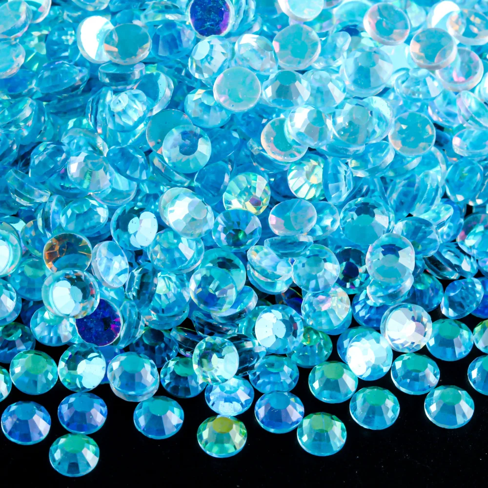 

14400Pcs Aurora Aquamarine Non Hotfix Rhinestones Wholesales in Bulk Flatblack Glass Crystal Glue on Stones for DIY Nails Art