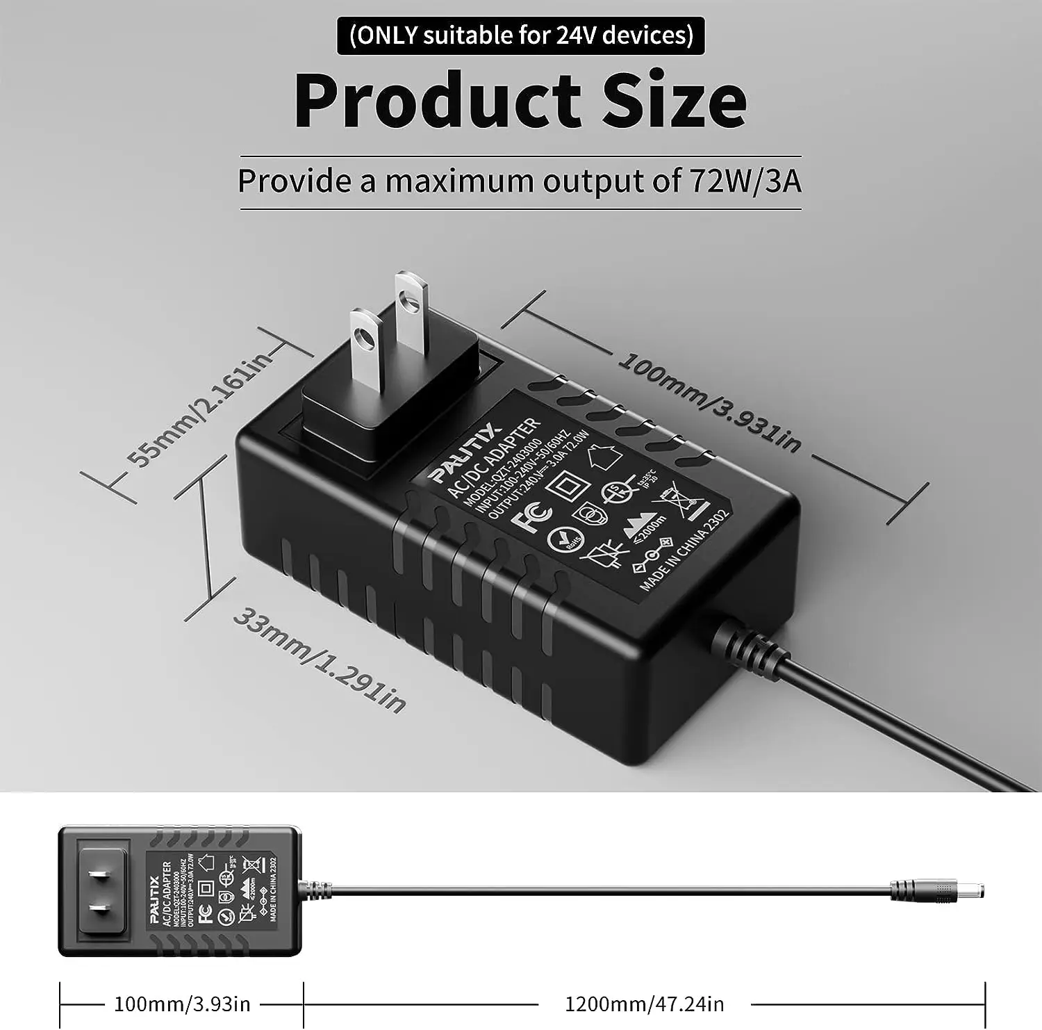 PAUTIX DC 24V 2A 3A 5A zasilacz EU US UK transformator ładowarka AC 220V do 24V DC zasilacz kamera telewizji przemysłowej LED Strip Driver