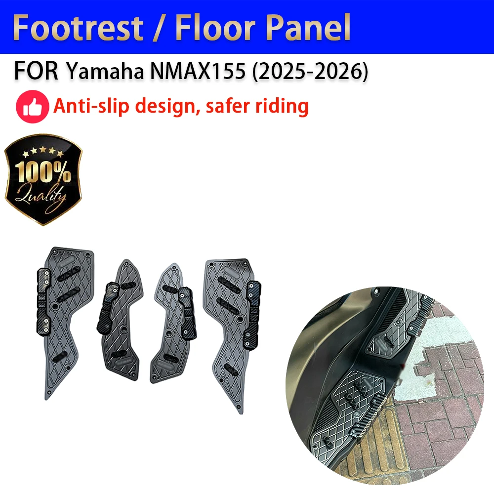 For Yamaha NMAX155 2025-2026 Aluminum Footrest Anti-Slip Anti-Fall Floor Panel Accesorios Moto Accessori Moto