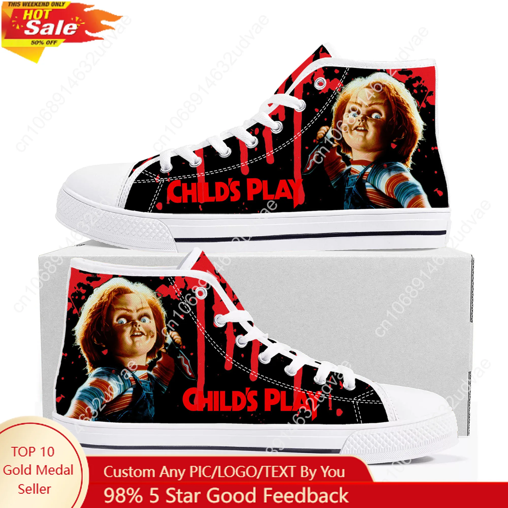 

Childs Play Chucky High Top Shoes Men Women Teenager Canvas Sneaker High Quality Sneakers Couple Footwear Custom Shoe
