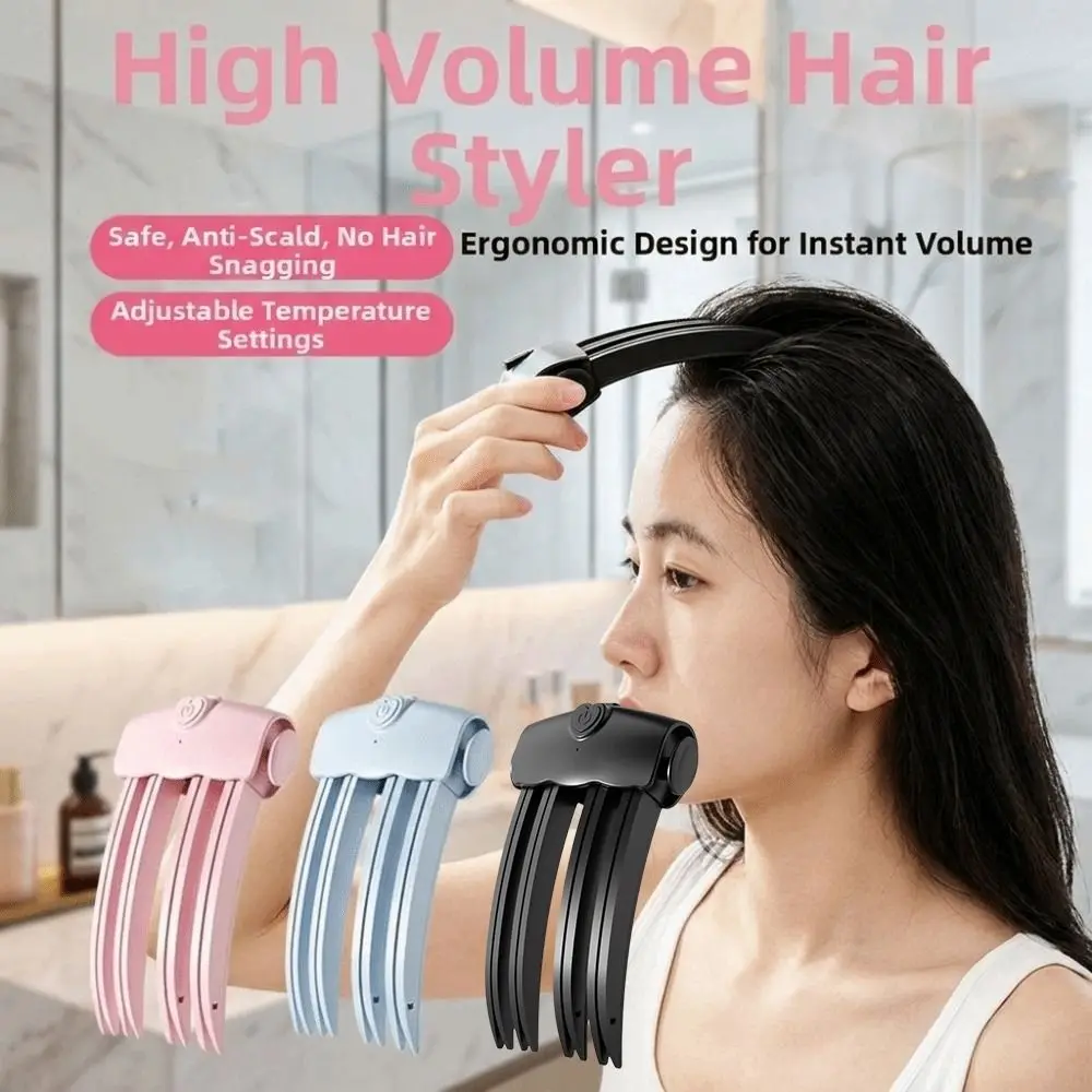 Rechargeable Electric Fluffy Hairpin Curling Clip No Crease Wireless Heating Volumizing Hair Clips Adjustable Anti-Scald