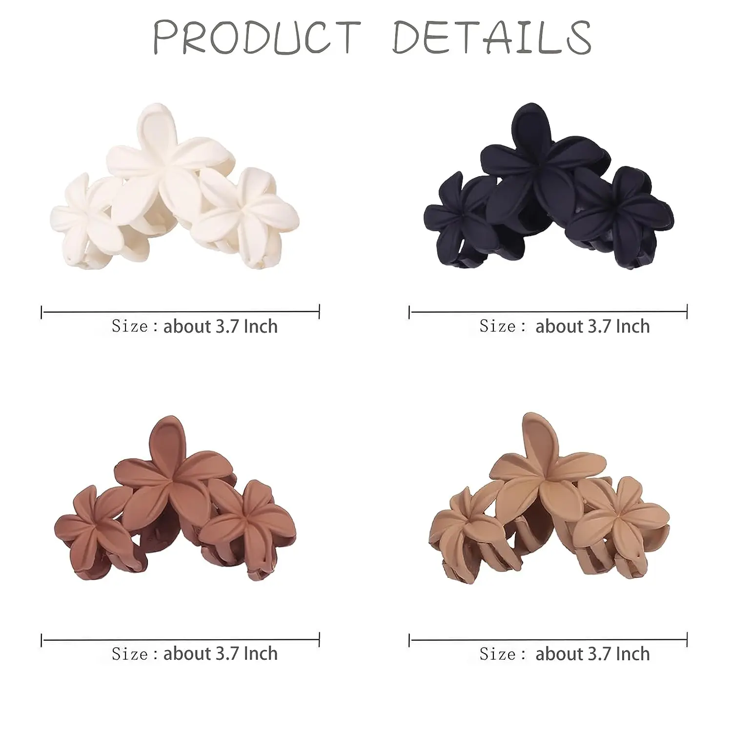 Medium Flower Claw Clips, Non-slip Hair Clips for Thick Thin Hair, Big Matte Hair Claw Clips for Women Hairstyle Accessories