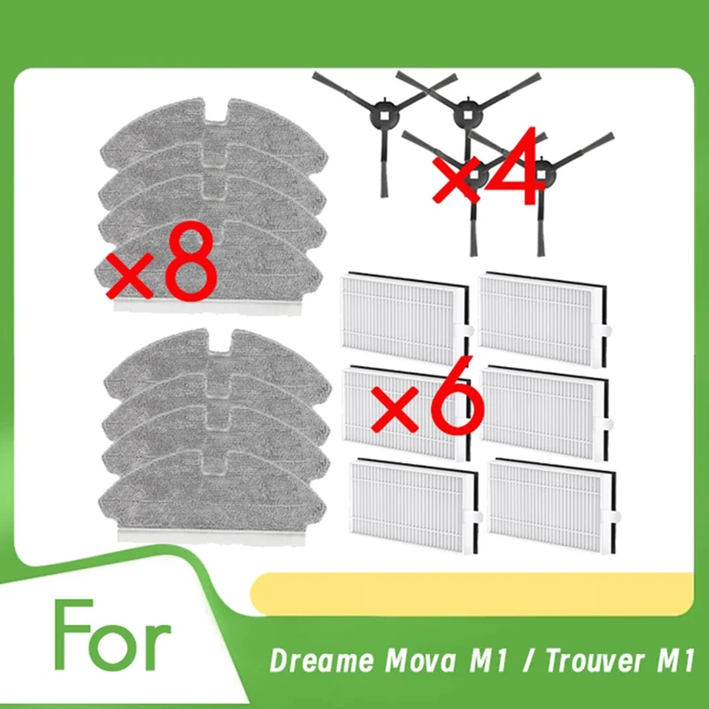 18 Pcs Filter And Cloth For Dreame Mova M1 / Trouver M1 Sweeping Robot Cleaner Parts Replacement