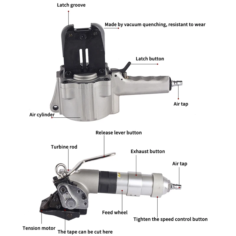 FTS-32/25/19MM Split Type Pneumatic Steel Belt Baler Automatic Tensioning Locking Tools Set Portable Iron Belt Strapping Machine