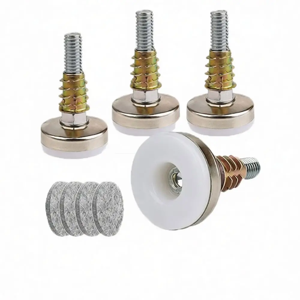 3 8 16 Inch Threaded Glide Leveling Feet Nickel Plated Steel Base Support Adjustable Fitting For Furniture Replacement