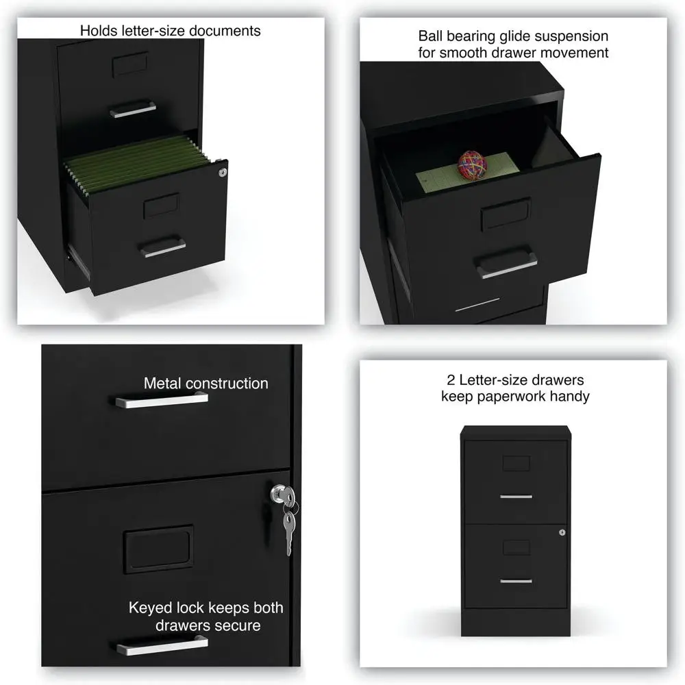 

Black 2-Drawer Vertical Letter/Legal File Cabinet, 14 x 18 x 24.1
