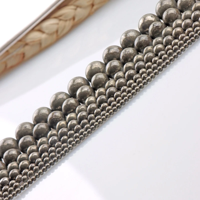 New Pyrite Round Beads, Scattered Beads, Handmade DIY Fashion Bracelets, Necklaces, Jewelry Accessories Wholesale