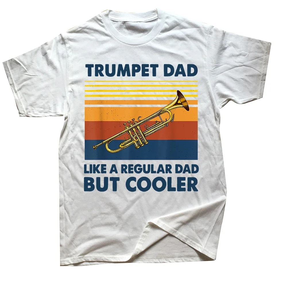 Trumpet Dad Like A Regular Dad But Cooler Vintage T Shirts Marching Band Musician Jazz Music Birthday Gifts T-shirt Mens