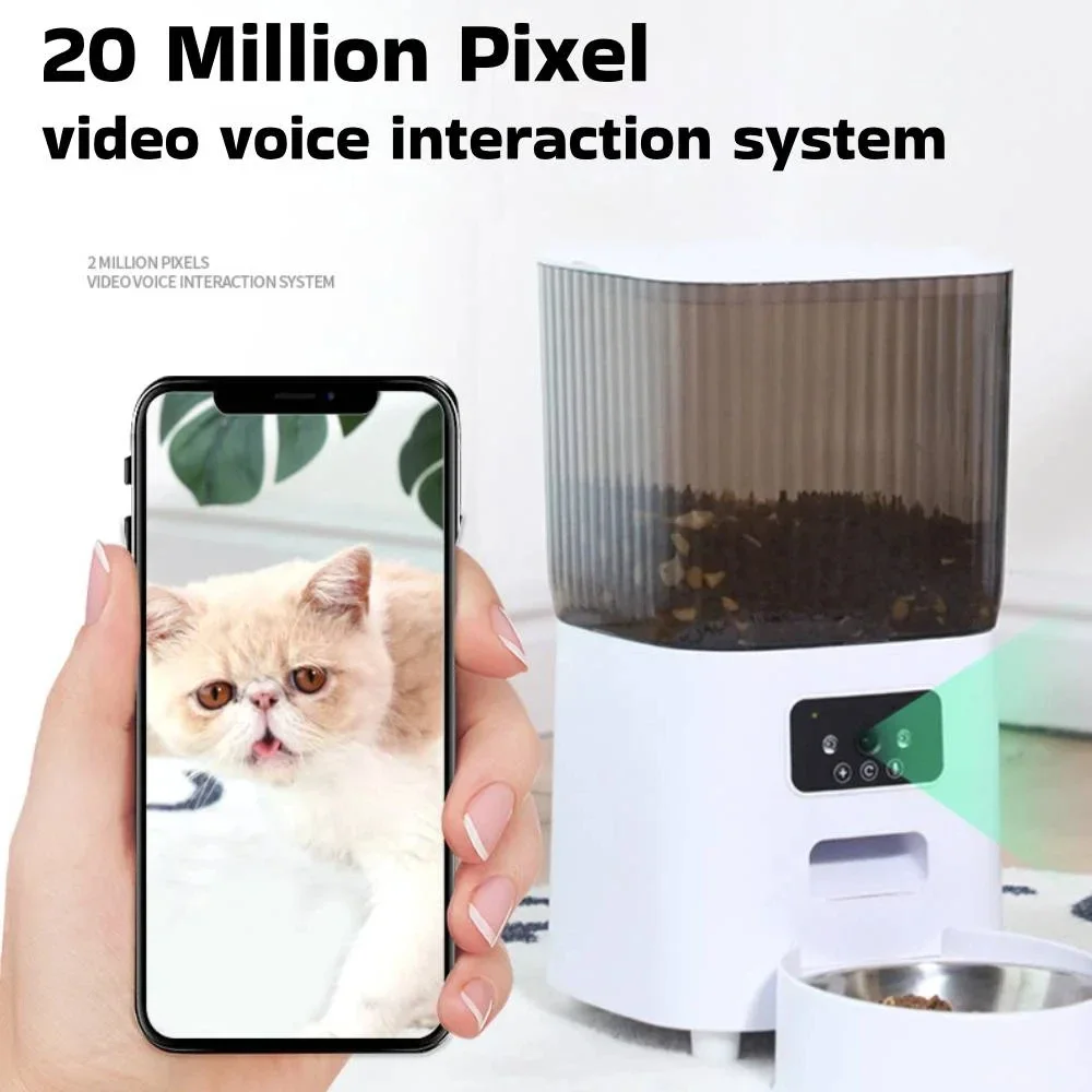 

Automatic Cat Feeders with Pet Camera for Dog and Cat Night Vision Two Way Audio Video Smart WiFi Food Dispenser Remote Control