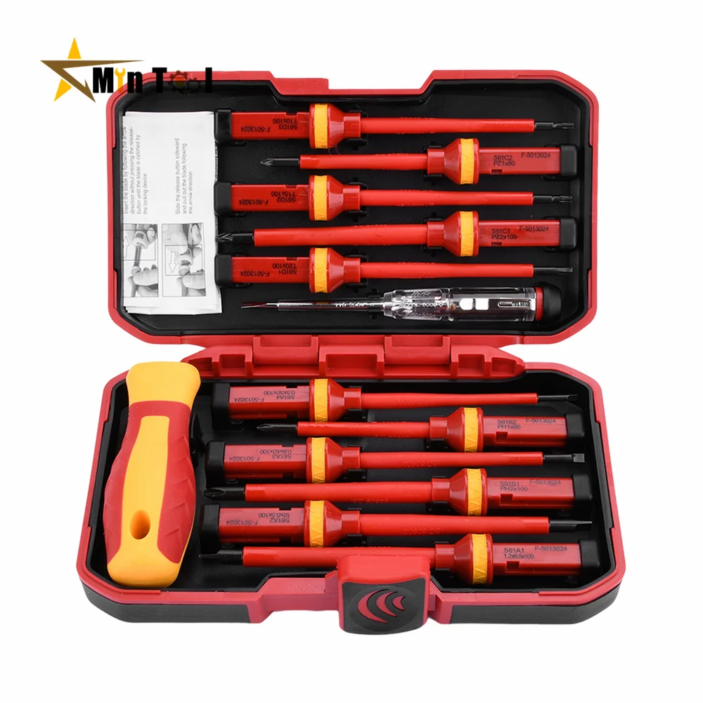 

13PCS 1000V Changeable Insulated Screwdriver Set Magnetic Slotted Bits Repair Tool for Electrician Tool