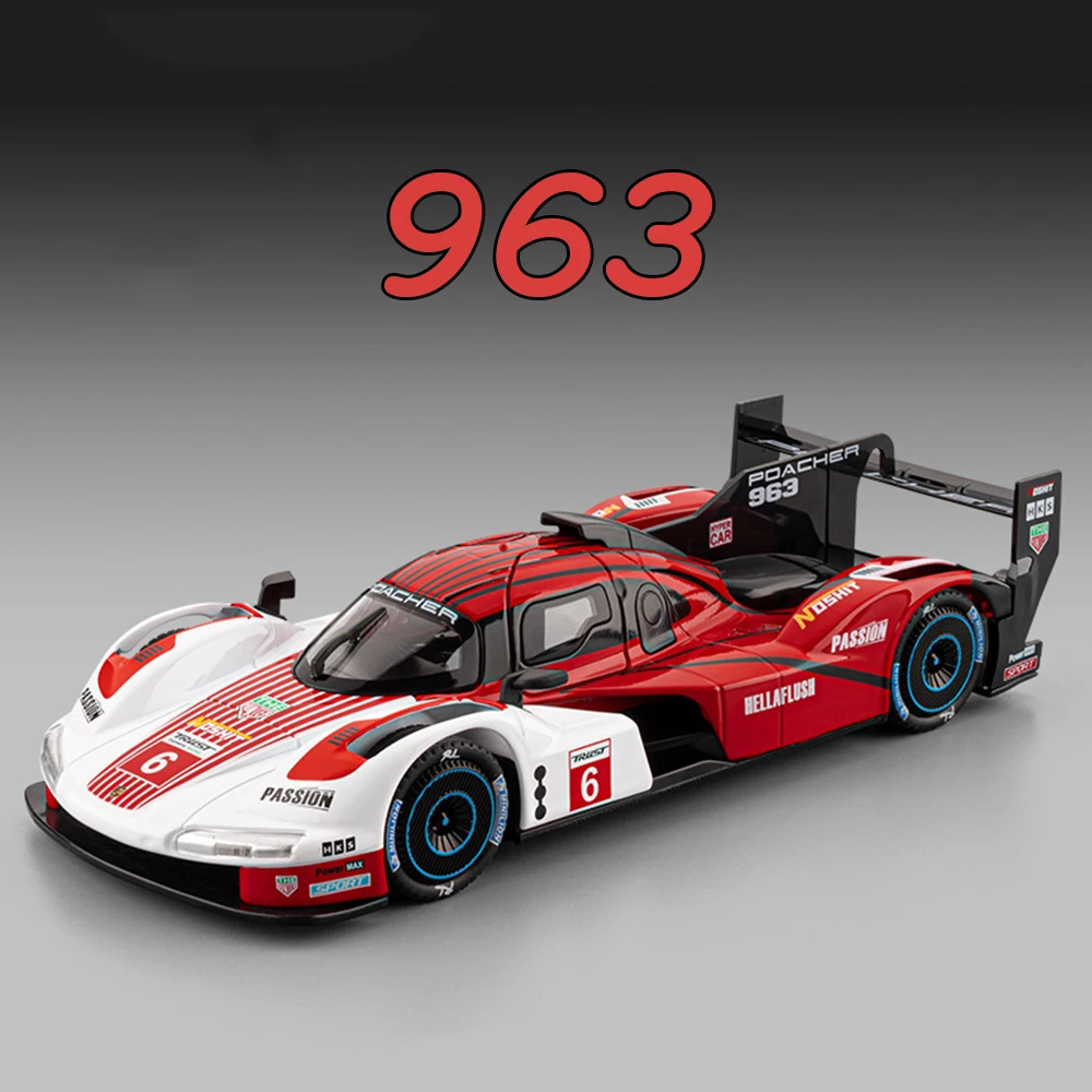 1:22 سبيكة 963 GTR نماذج سيارات لعب مع التراجع ضوء الصوت مصغرة سباق السيارات لعبة عجلات تحولت نموذج سيارة حلية