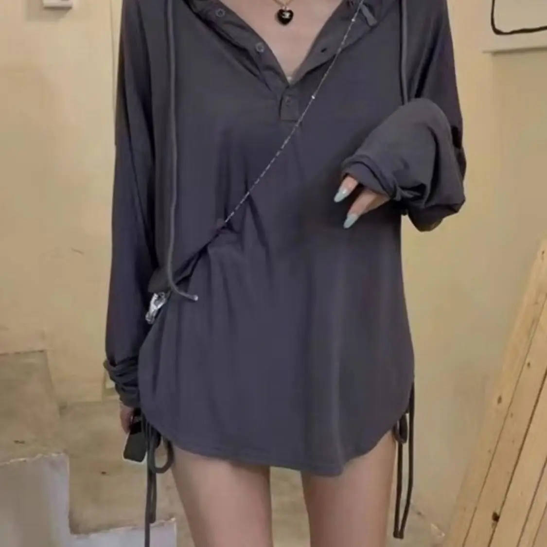 

Extra Large Size 300 Pou Pure Desire Wind Dra Long Women's T-irt Spring Autumn Thin Loose Anti-aging Korean Sle