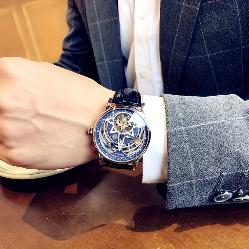 Star Track Skeleton Tourbillon Automatic Mechanical Watch Night Light Waterproof Luxury Business Men's Watch
