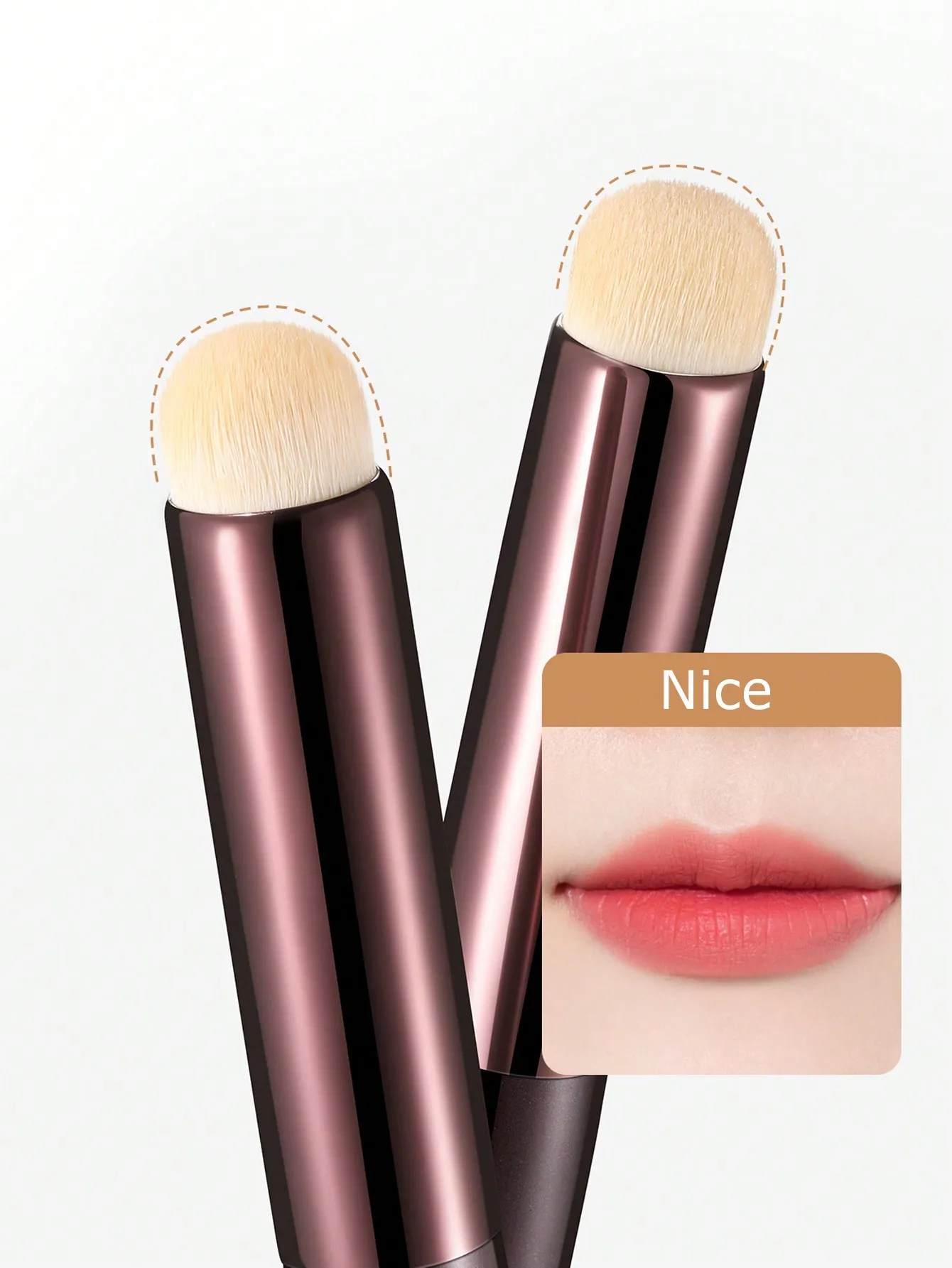 فرشاة شفاه مستديرة محمولة مناسبة لمزج أحمر الشفاه غير اللامع ، إخفاء المكياج ، 2 ، لكل مجموعة