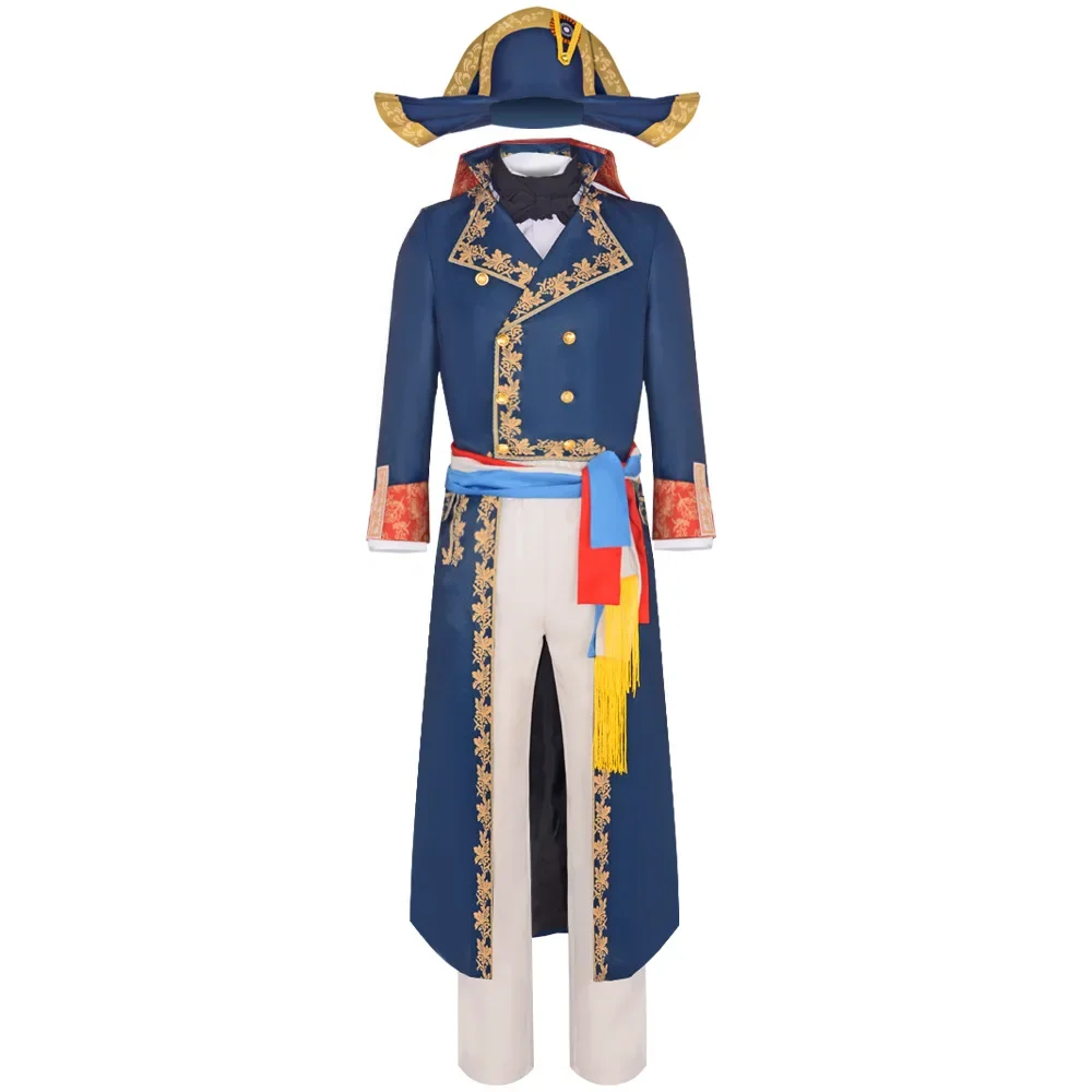 18Th 19th Medieval Century Napoleon Cosplay Bonaparte Costume French Emperor Cosplay Military Uniform Hat Coat Pants Full Suit