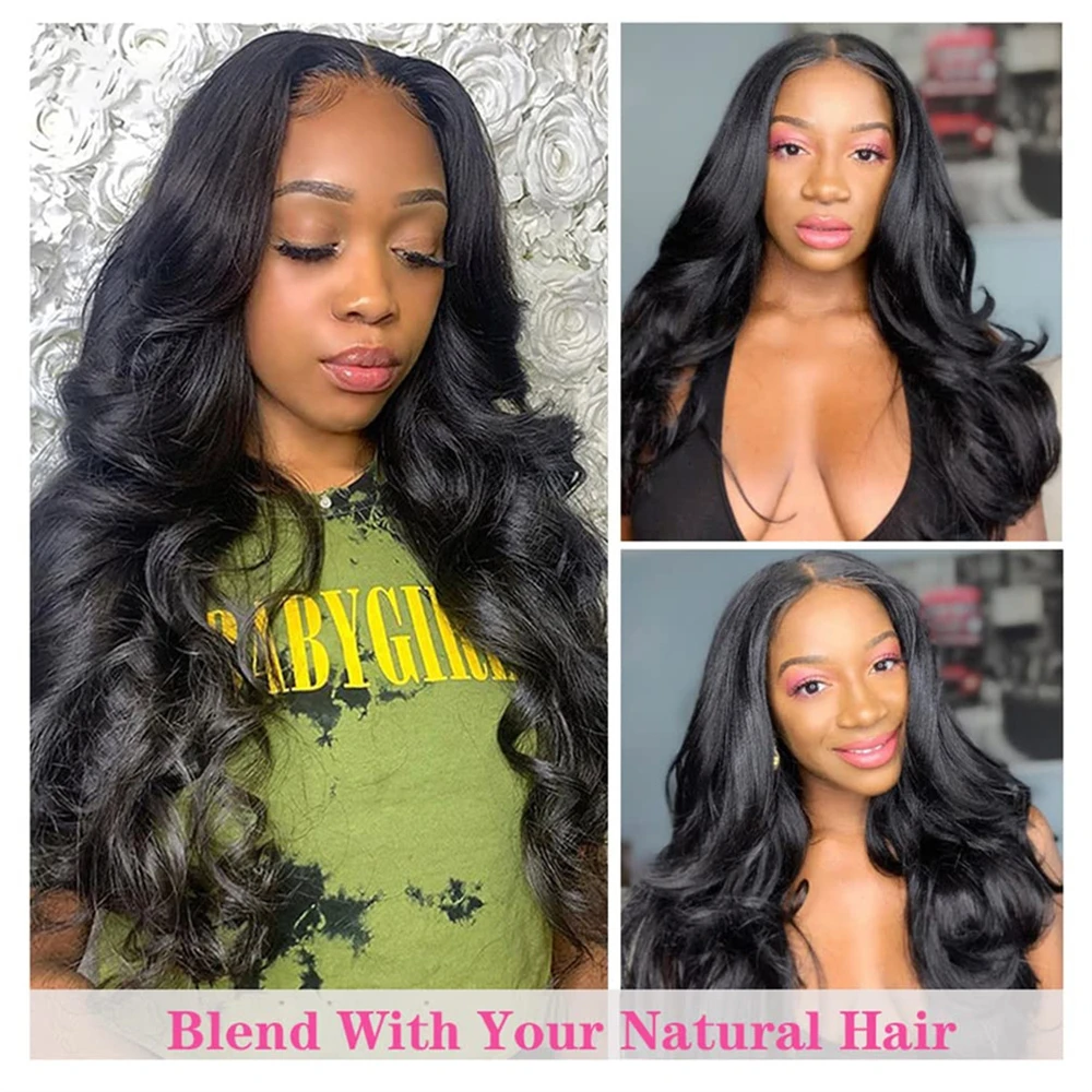 شعر مستعار بشري برازيلي للنساء السمراوات ، شعر مستعار على شكل حرف V ، مموج للجسم ، كثافة ، لون طبيعي