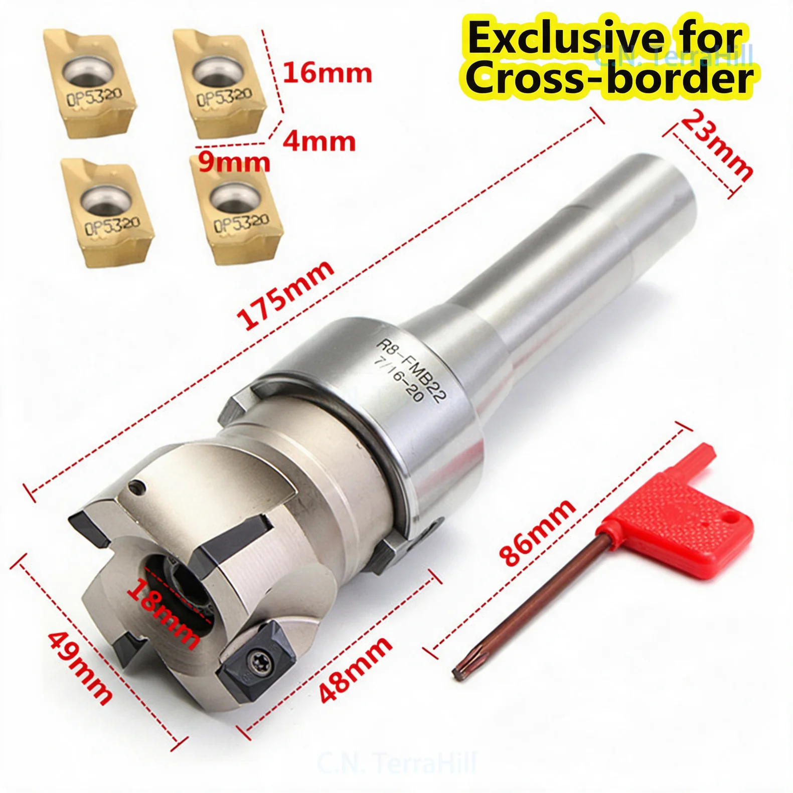 R8-FMB22 7/16 Inch Milling Chuck Holder with 400R 50mm Face Mill Cutter and 4Pcs APMT1604 Carbide Inserts CNC Milling Tool