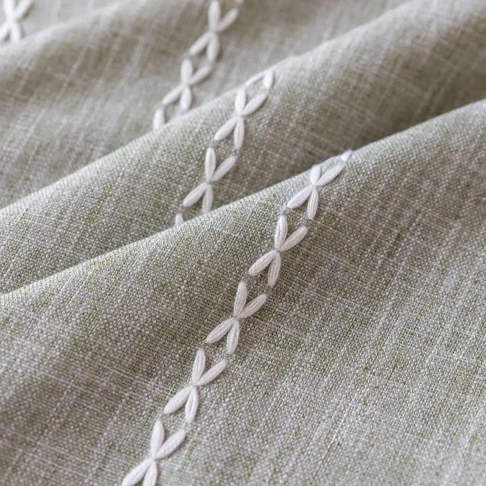 Rideaux à rayures en lin vert sauge, 84 longs, ensemble de 2 panneaux pour chambres à coucher et espaces de vie de style ferme Boho