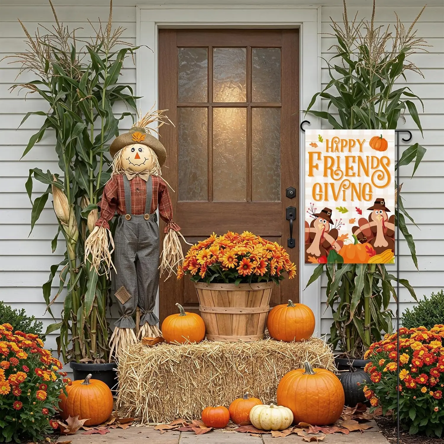 Thanksgiving Outdoor Decorations, Funny Friendsgiving Garden Flag, 12x18 Inch Double Sided Yard Flag, Fall Autumn Yard Decor GGX